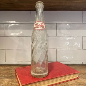 Vintage 1960’s Pepsi Cola Clear Glass Soda Bottle 60’s Retro Red Label PepsiCo